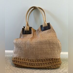 EUC Stylish Tan Woven Tote Bag
